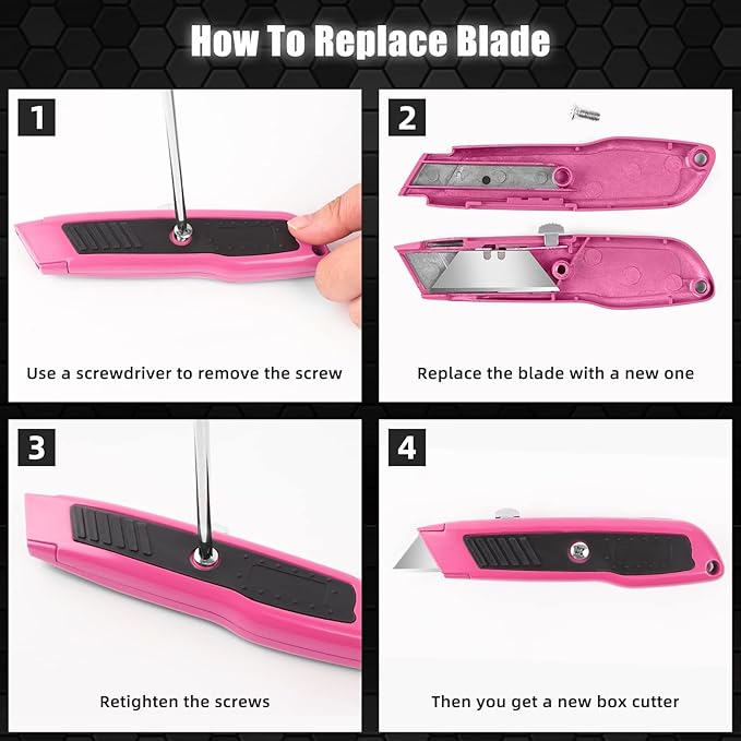 DIYSELF 2 Pack Box Cutter Retractable Heavy Duty Utility Knife, Ergonomic Razor - Image 6