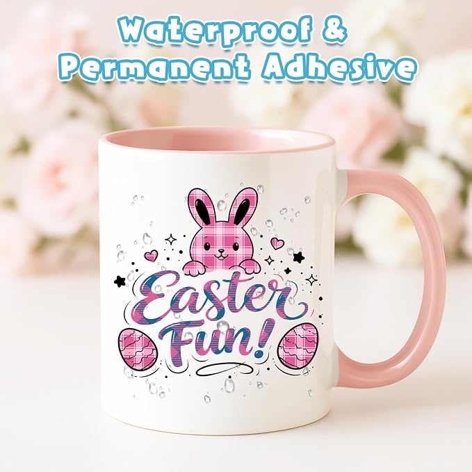 Tintnut Pink Blue Plaid Permanent Vinyl, waterproof, easy peel & stick - Image 4