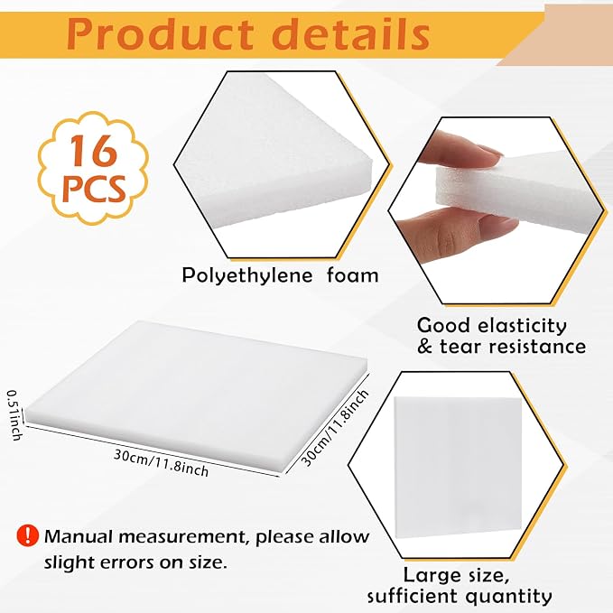 Frienda 16 Pcs Polyethylene Foam Sheet, Cases Craft Moving Shipping and Storage - Image 2