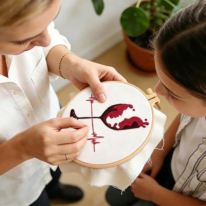 Couple Embroidery Kits for Beginners Adults, Abstract Face Embroidery Starter - Image 6