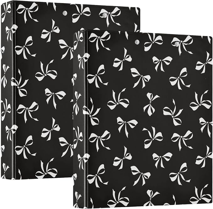 Pink Strawberry Round Ring Binders 1.5 Inch Doodle Pattern Black 3 Ring by Wamika