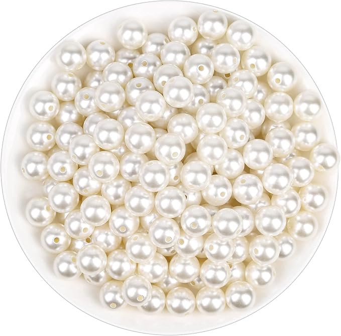 Pearl Beads for Craft, Anezus 200pcs Ivory Faux Fake Pearls, 12 MM Sew on Pearl by anezus