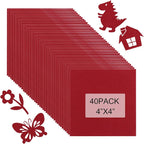 40 Pcs Stiff Felt Fabric Sheet for Crafts, 1mm Thick and 4”x 4”Red Felt Fabric by Tiparts