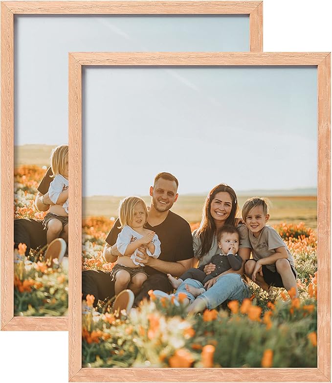 ATOBART 8x10 Set of 2 Oak Wood Picture Frame Solid Wooden Photo Frame Natural by ATOBART
