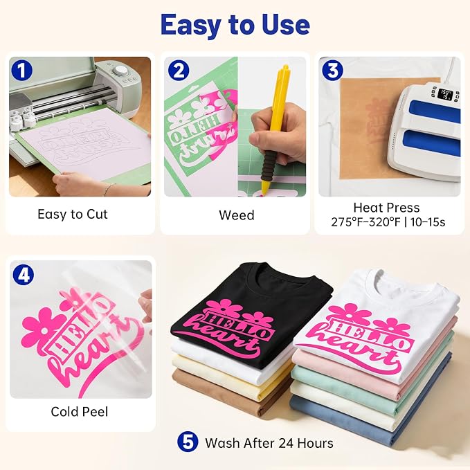 TECKWRAP Heat Transfer Vinyl for T-Shirts 20 PCS 10"x12" Easy Cut & Weed | 19 - Image 5