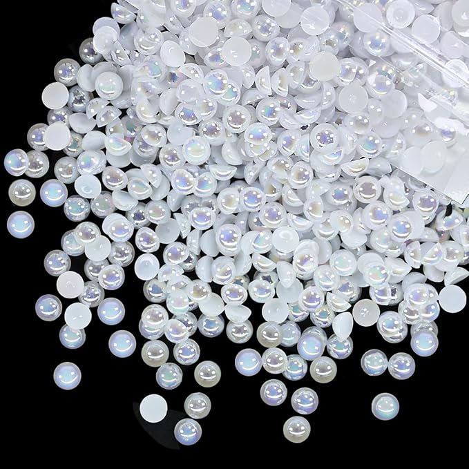qiipii 1650PCS 5mm White AB Round Half Round Pearls by qiipii
