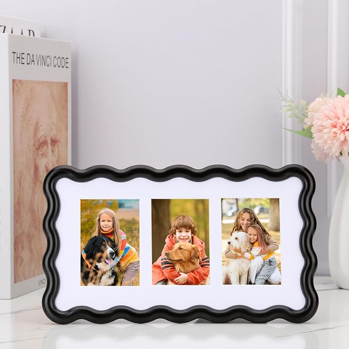 3-2x3‘’ Black Heavy-Duty Zinc Alloy Picture Frames, Unique Wave Design Black - Image 2