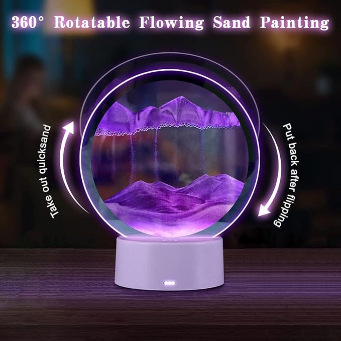 Moving Sand Art Picture Round Glass 3D Deep Sea Sandscape in Motion Display - Image 3