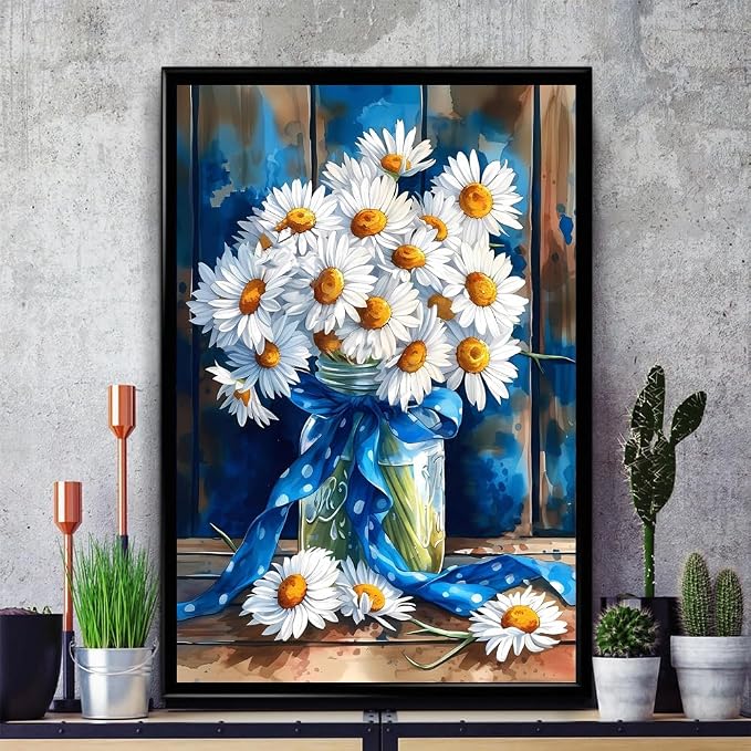 MjhRcll Daisy Stamped Cross Stitch Kits, Flowers Cross Stitch Ornament Kits - Image 3