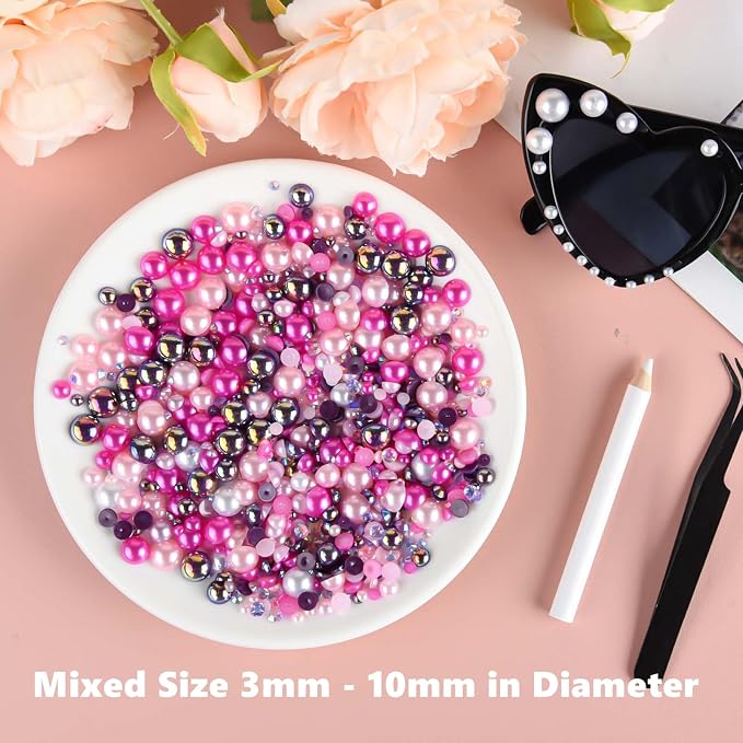 ASTARON 50g Mix Flatback Rhinestones Half Pearls - Image 3