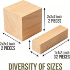 34PCS Basswood Carving Blocks, Soft Unfinished Wood Whittling Blanks in 2 Sizes - Image 2