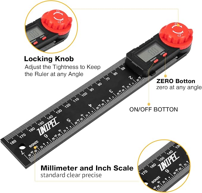 Digital Angle Finder Protractor, Angle Finder Ruler, 7inch 200mm, Angle - Image 2