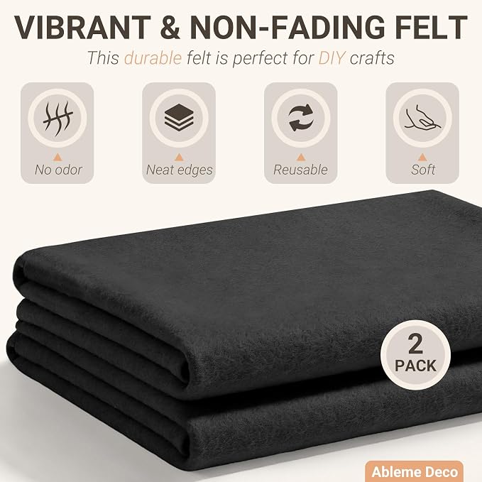 Black Felt Fabric Sheets 18" x 18" 1.6mm Soft Craft Felt Squares | Soft Precut - Image 3