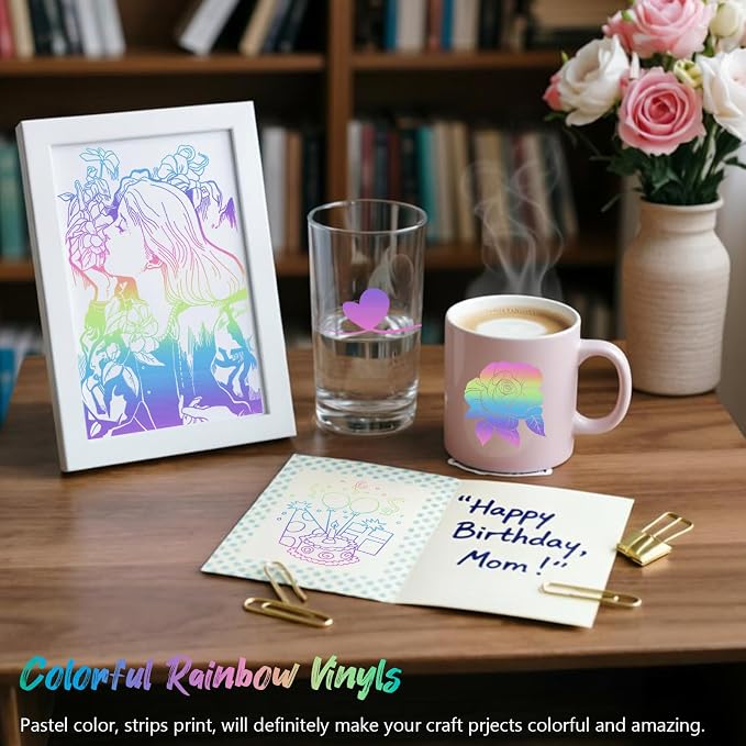 Rainbow Permanent Adhesive Vinyl Roll, Car Decals & DIY Crafts - Image 6