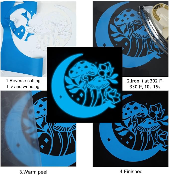 FUNKAKA Glow in The Dark Heat Transfer Vinyl Roll, Glow in The Dark HTV Vinyl - Image 5