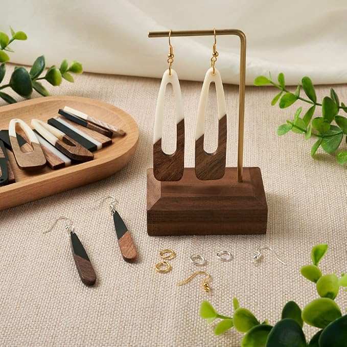 FASHEWELRY 16Pcs Teardrop Resin Wood Earrings Charms Long Drop Shape Wooden - Image 2