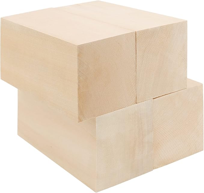 JOIKIT 4 Pack 6 x 3 x 3 Inches Basswood Carving Blocks, Unfinished Soft Wood - Image 5