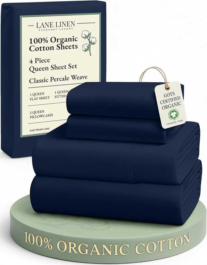 LANE LINEN Eco Friendly 100% Organic Cotton Bed Sheets Queen Size, Soft & Comfy by LaneLinen