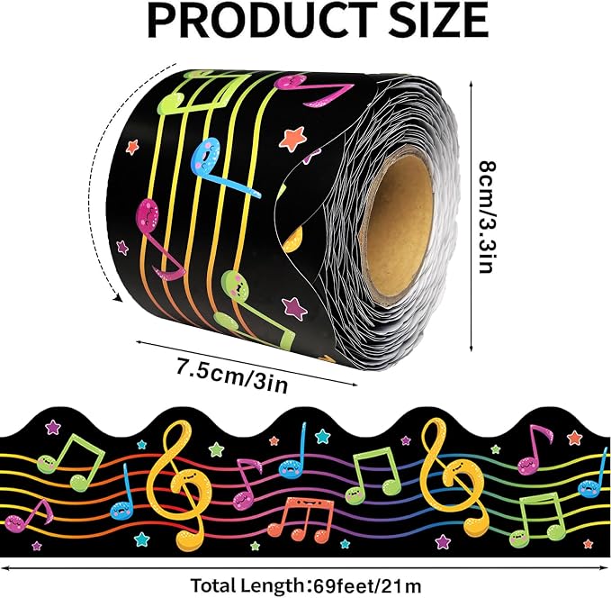 69Ft Musical Notes Bulletin Board Borders Colorful Cute Musical Note Trimmer - Image 2