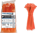 Kable Kontrol Fluorescent Orange Zip Ties 8 Inch 100 Pcs, 50 Lbs Tensile by KABLEKONTROL%C2%AE