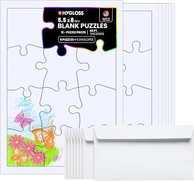 Hygloss 8 Blank Jigsaw Puzzles by HyglossProductsInc