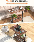 QZMDSM Portable Rolling Desk on Wheels Adjustable Height Desks - Image 5