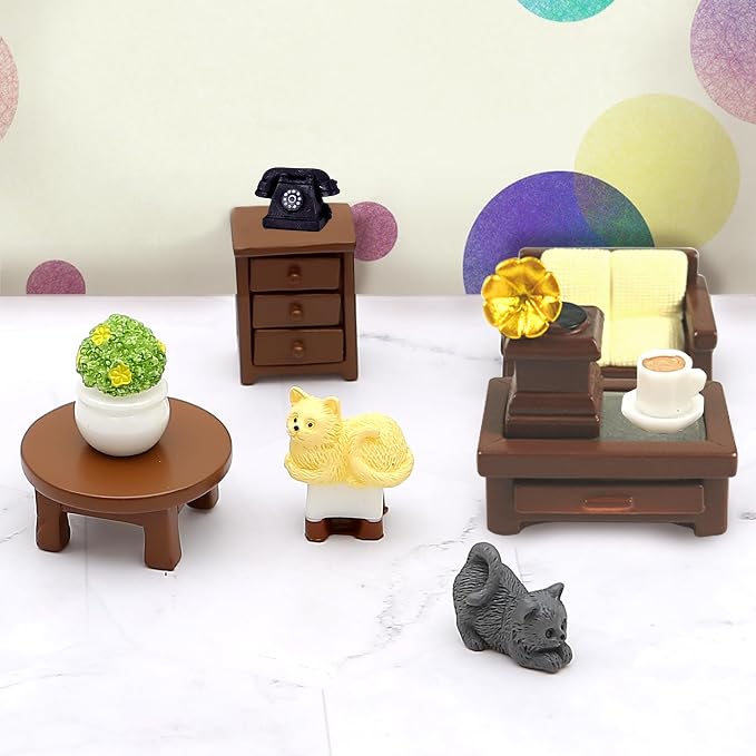 23pcs Brown Dollhouse Mini Furniture Kit Decoration DIY Accessories Including - Image 6
