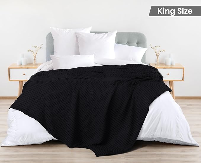 Utopia Bedding 100% Cotton Waffle Weave Blanket King Size - Image 2