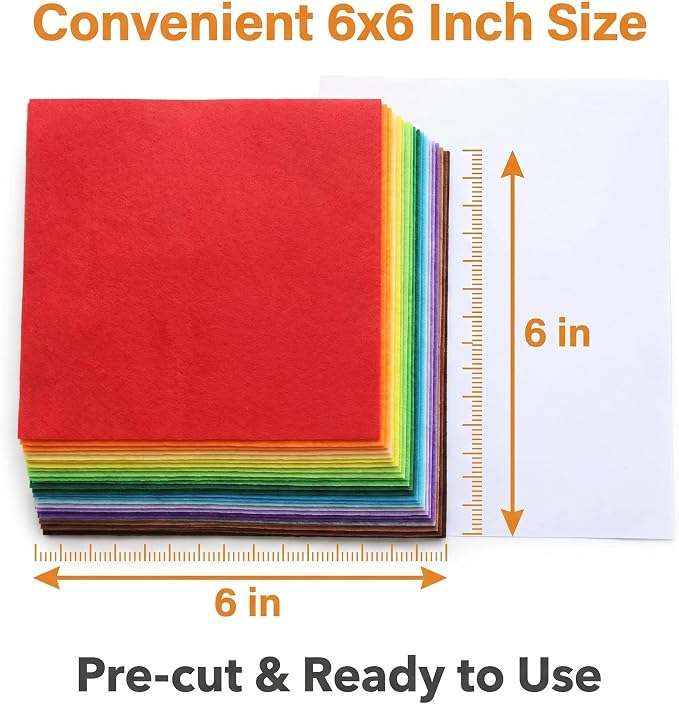 40 Pcs 6x6 Inch Colorful Craft Felt Sheets, Soft Thin Felt Fabric Squares - Image 5