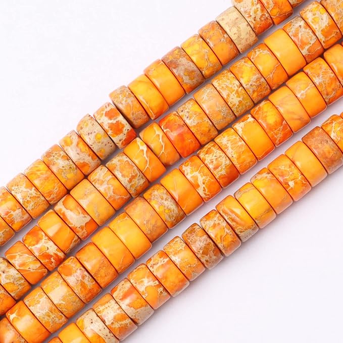 Natural Stone Heishi Beads for Necklace Making, 4 mm x 6 mm Small Flat Round by YUGDRUZY