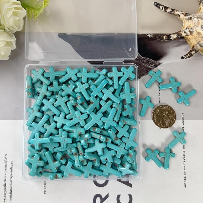 Turquoise Cross Beads for Bracelet Making - Image 4