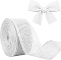 White Burlap Ribbon 1-1/2 inch X 10 Yard White Linen Wired Ribbon | Natural by JaoZuyard