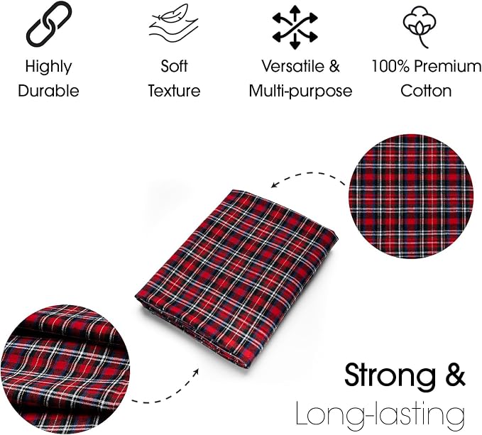 Pico Textiles 10 Yards Bolt Red and Black Tartan Plaid Flannel Fabric - Image 4