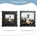 6x6 Picture Frame with Mat for 4x4, Wavy Edge Wooden Real Glass Photo Frame for - Image 3