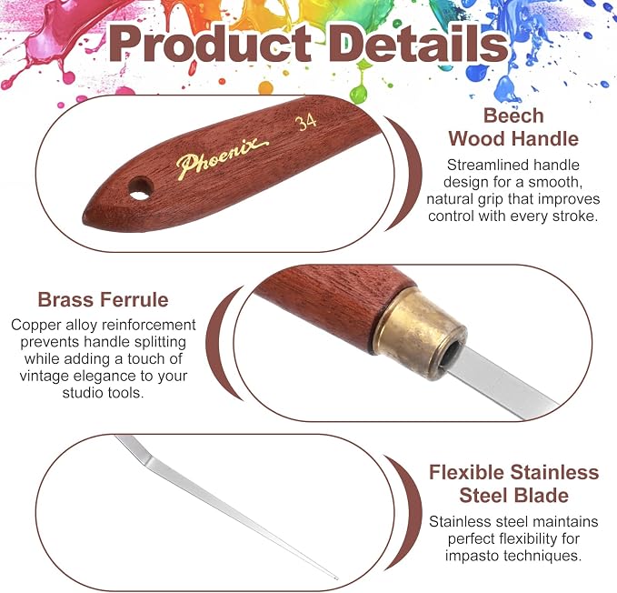 MECCANIXITY Pack of 1 Palette Knife No.34, 9.1" Long Palette Knives - Image 3