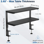 2-Tier Desk Extender, 22-inch Clamp-On Desk Shelf, Height-Adjustable Desktop - Image 3