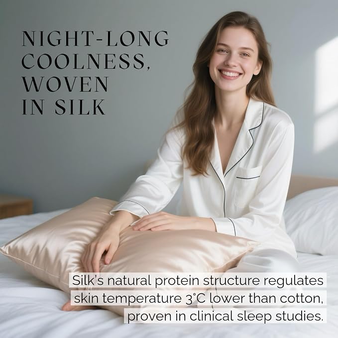 Ravmix Silk Pillow Cases with Zipper, 21momme Mulberry Silk Pillowcase - Image 4