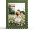 12x16 Picture Frame with Mat for 11x14, Wavy Edge Wooden Real Glass Photo Frame by THKRLOF