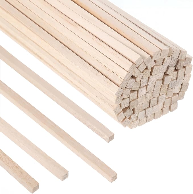 Balsa Wood Strips 80 Pcs, 1/4 x 1/4 x 12 Inch, Unfinished Soft Wood Sticks by BARSHASPACE
