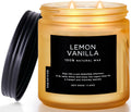 M&SENSE Candles Lemon Vanilla Scented, 11.6oz 70 Hour Long Lasting Candles for Home, 2 Wick Natural Soy Wax in Glass Jar, Stress Relief Gifts for Women and Men