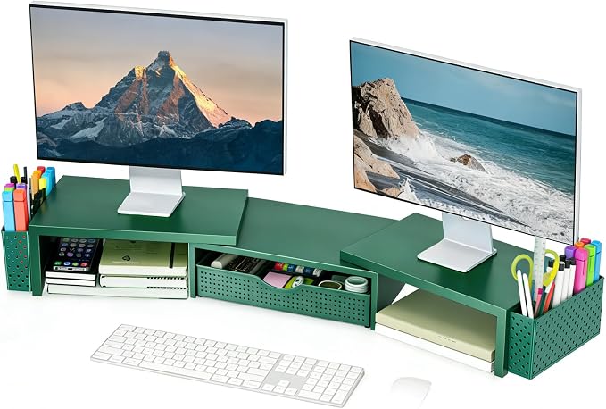 Spacrea Metal Desk Organizers and Accessories, Dual Monitor Stand Riser by Spacrea