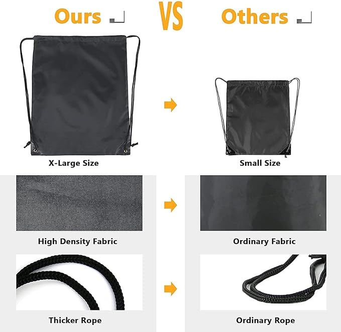 BeeGreen Black Drawstring Backpack Bags Bulk 10 Pack Cinch Sackpack X-Large - Image 5