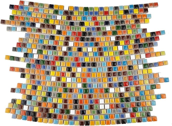 Lanyani 784 Pieces Colorful Tiny Square Ceramic Mosaic Tiles - Image 3