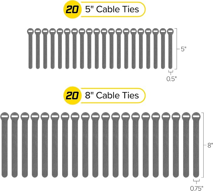Self-Gripping Cable Ties by Wrap-It Storage, 40 Pack – Reusable Hook and Loop - Image 4