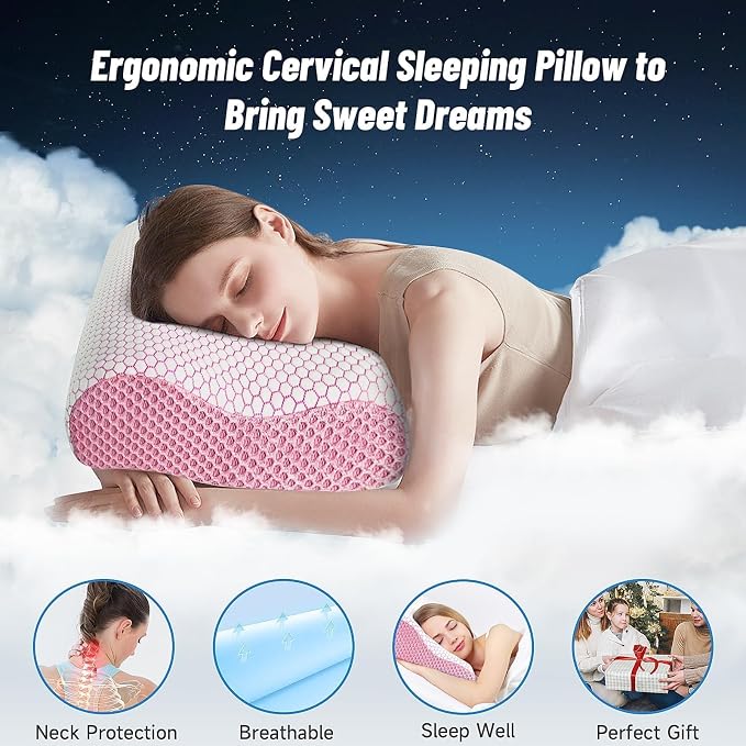 CloudBliss Memory Foam Pillow, Ergonomic Neck Contour Cervical Pillow - Image 2