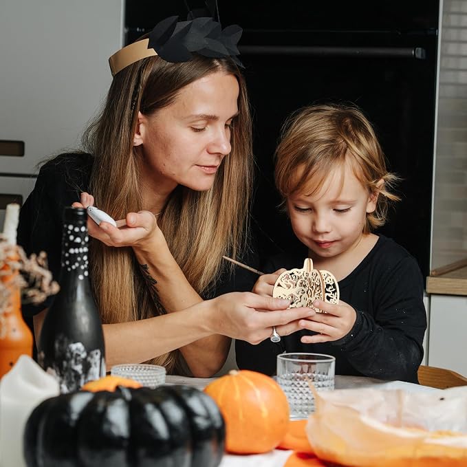 COCHIE DIY 3D Halloween Pumpkin Wood Crafts to Paint - Image 7
