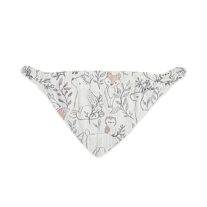 Crane Baby Bandana Bibs, Soft Muslin Adjustable Absorbent Bib Set, 3 Pack, 100% Cotton, Woodland Animal Baby Set For Newborns, Cotton Drool Bibs For Eating