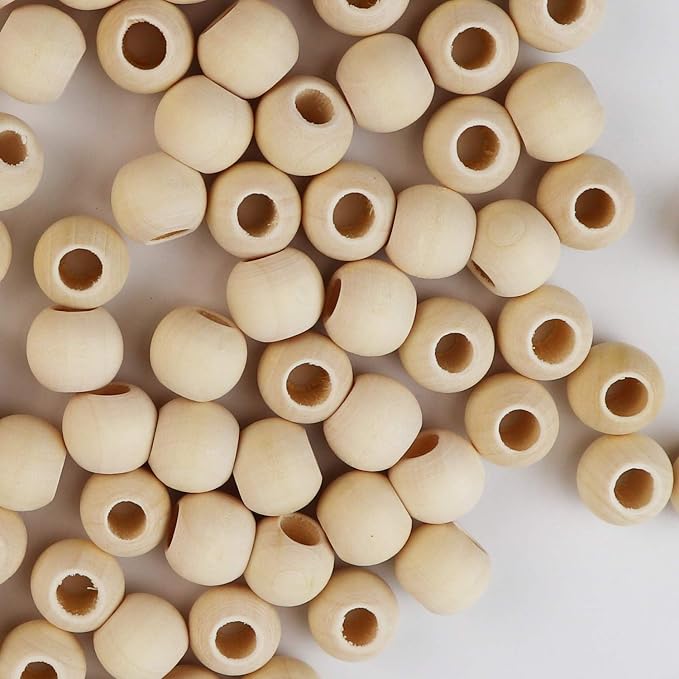 100pcs 15mm Natural Wood Beads Unfinished Round Wooden Loose Beads Wood Spacer - Image 3