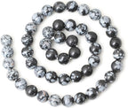 45PCS 8mm Natural Black Snowflake Obsidian Gemstone Round Loose Beads Stone - Image 2