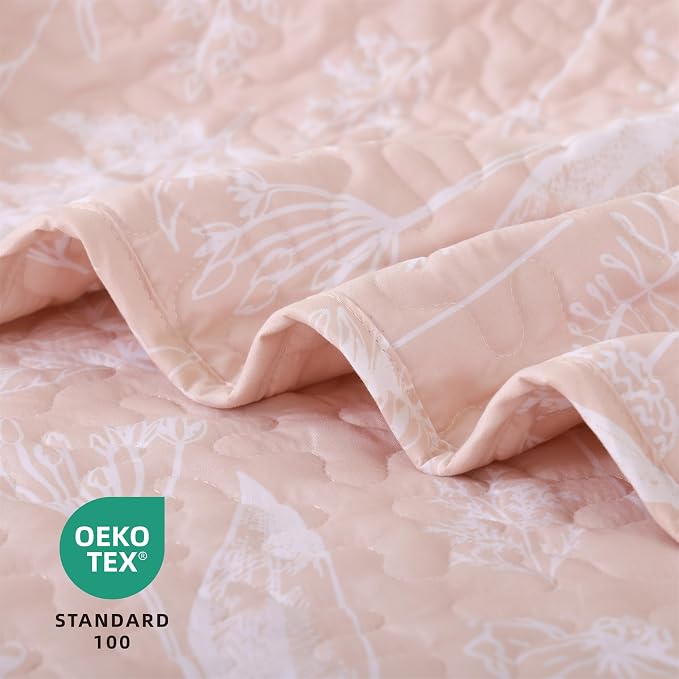 JANZAA Quilts Queen Size Blush Quilt Botanical - Image 2